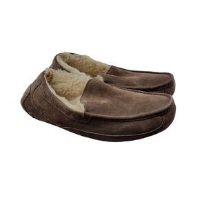 UGG Australia Ascot Suede Slippers Mens Size‎ 13 Light Brown Shearling Lined